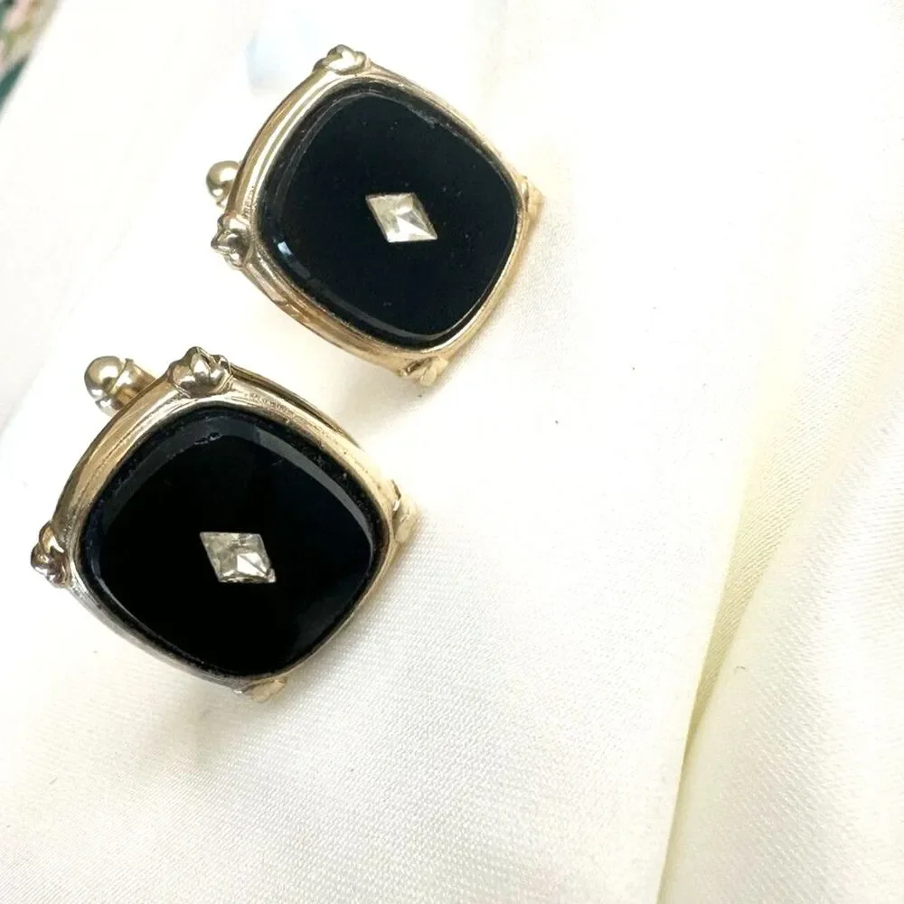 Timeless vintage black glass cufflinks
